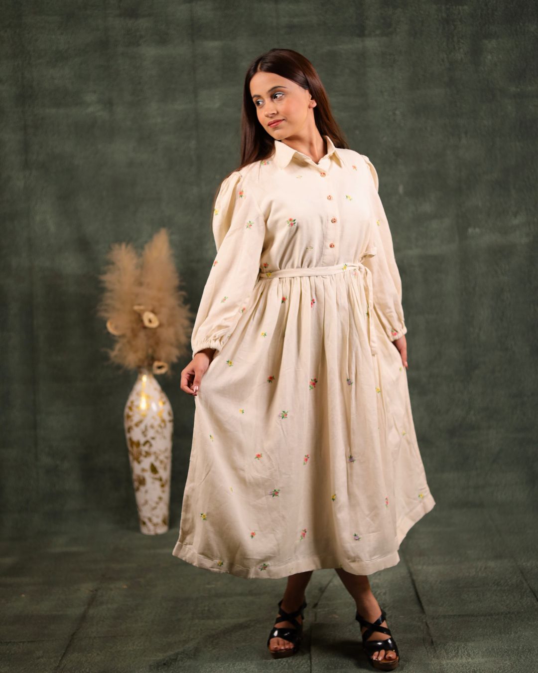 french embroidered dress Larkin Lane | Natalia Ukrainian Embroidered Dress | French Blue/Navy/White