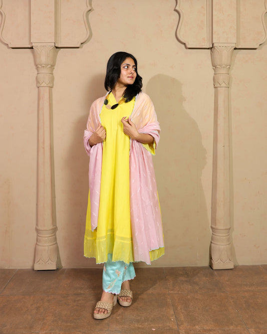 Ombre Mulmul Chanderi Anarkali