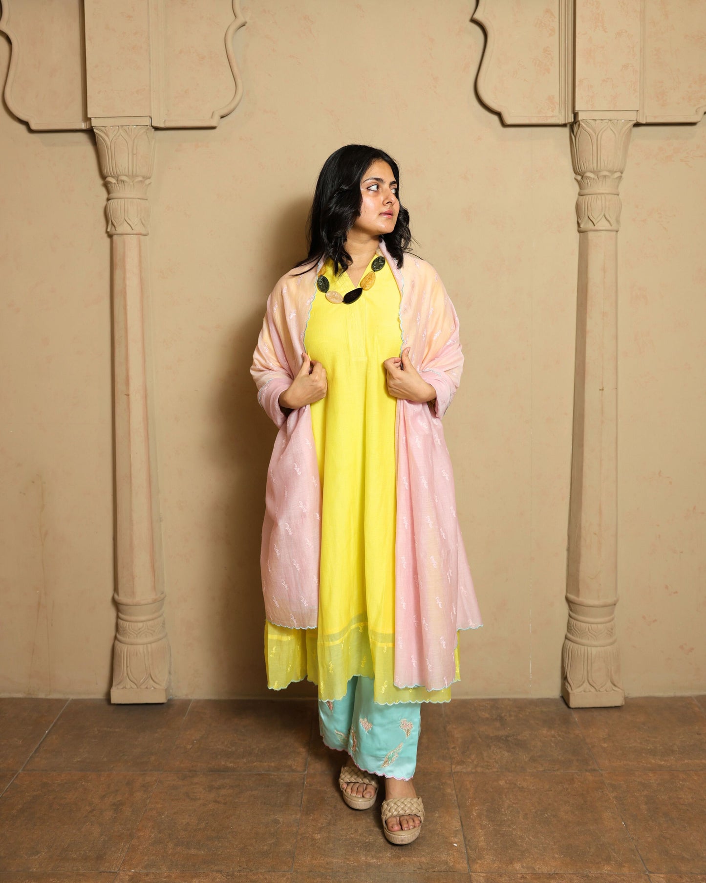 Ombre Mulmul Chanderi Anarkali