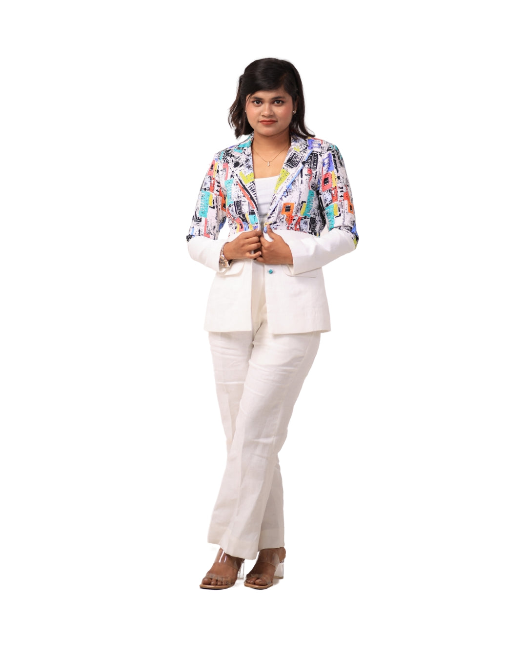 White Linen Blazer Pant Set