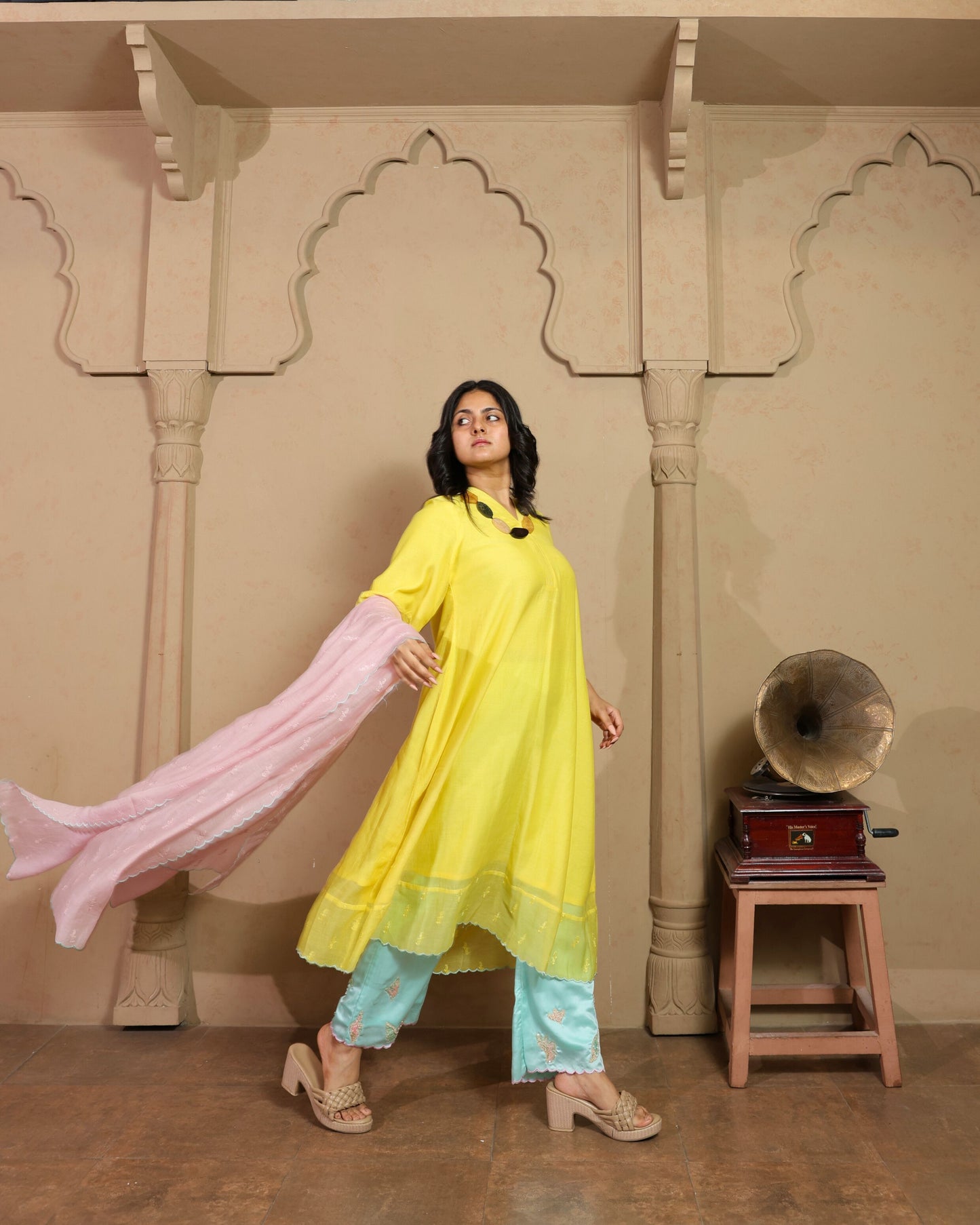 Ombre Mulmul Chanderi Anarkali