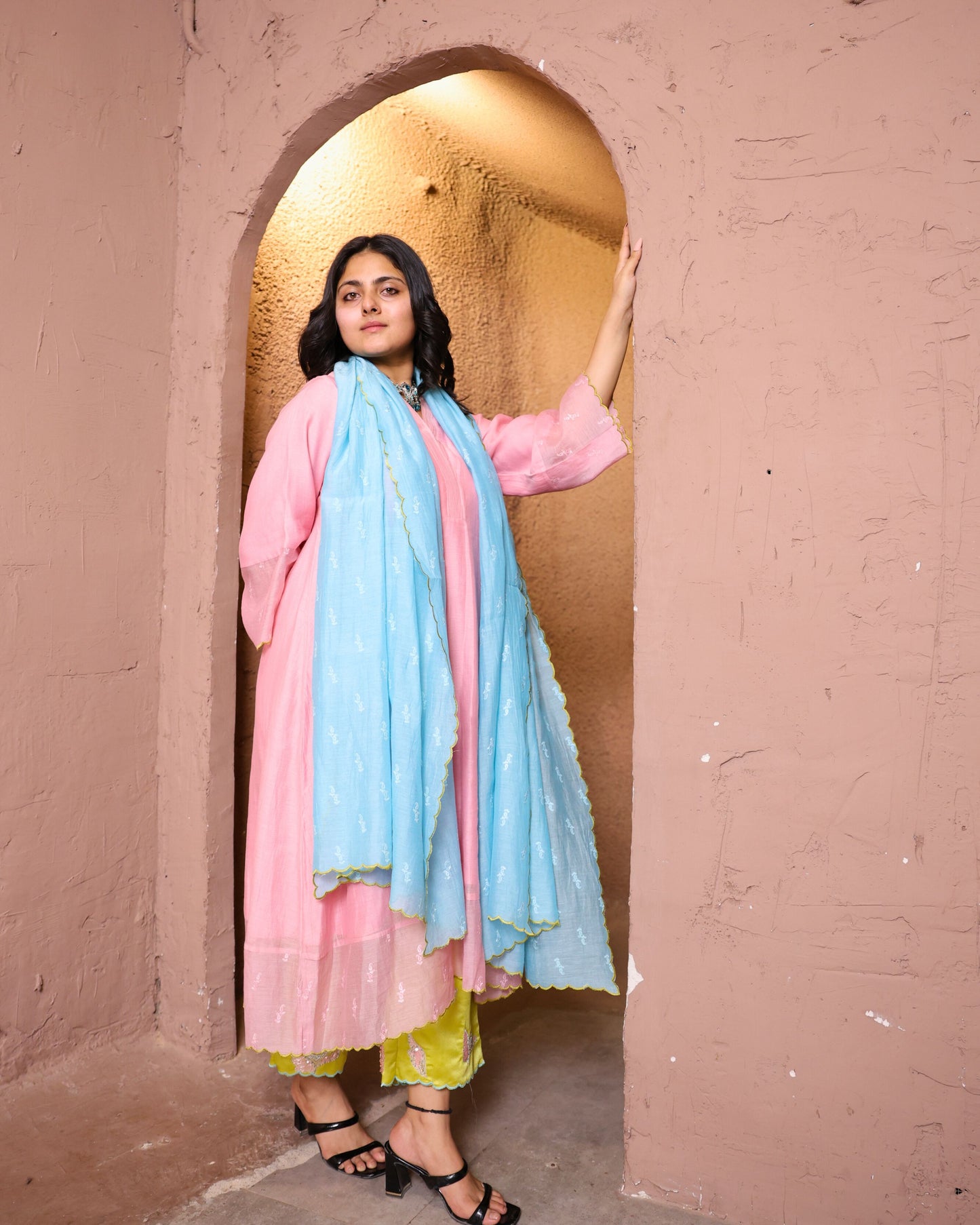 Ombre Mulmul Chanderi Anarkali