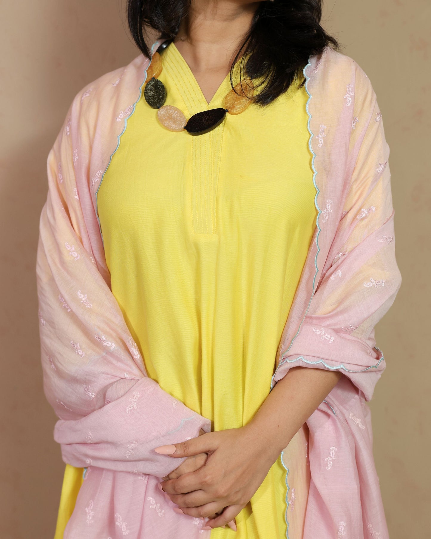 Ombre Mulmul Chanderi Anarkali