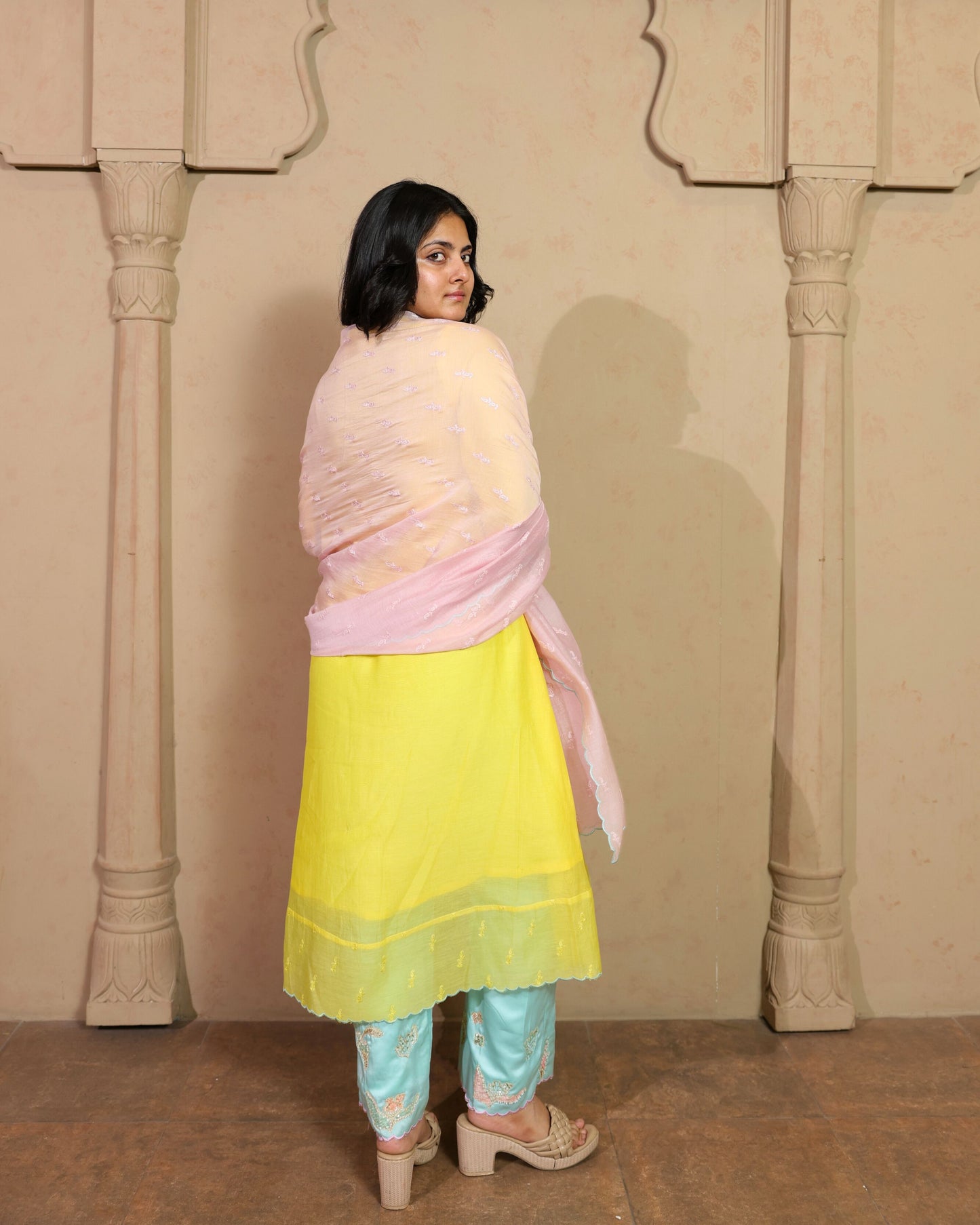 Ombre Mulmul Chanderi Anarkali
