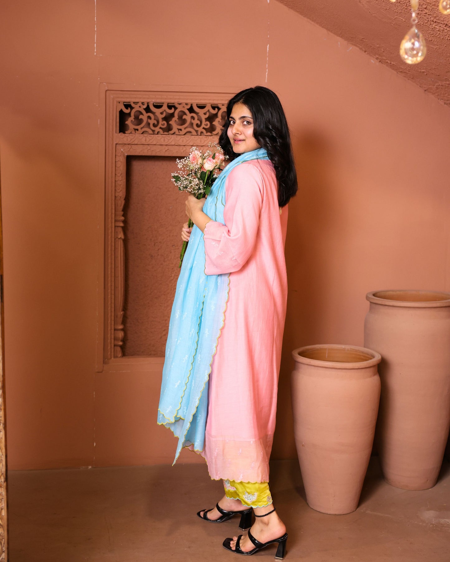 Ombre Mulmul Chanderi Anarkali