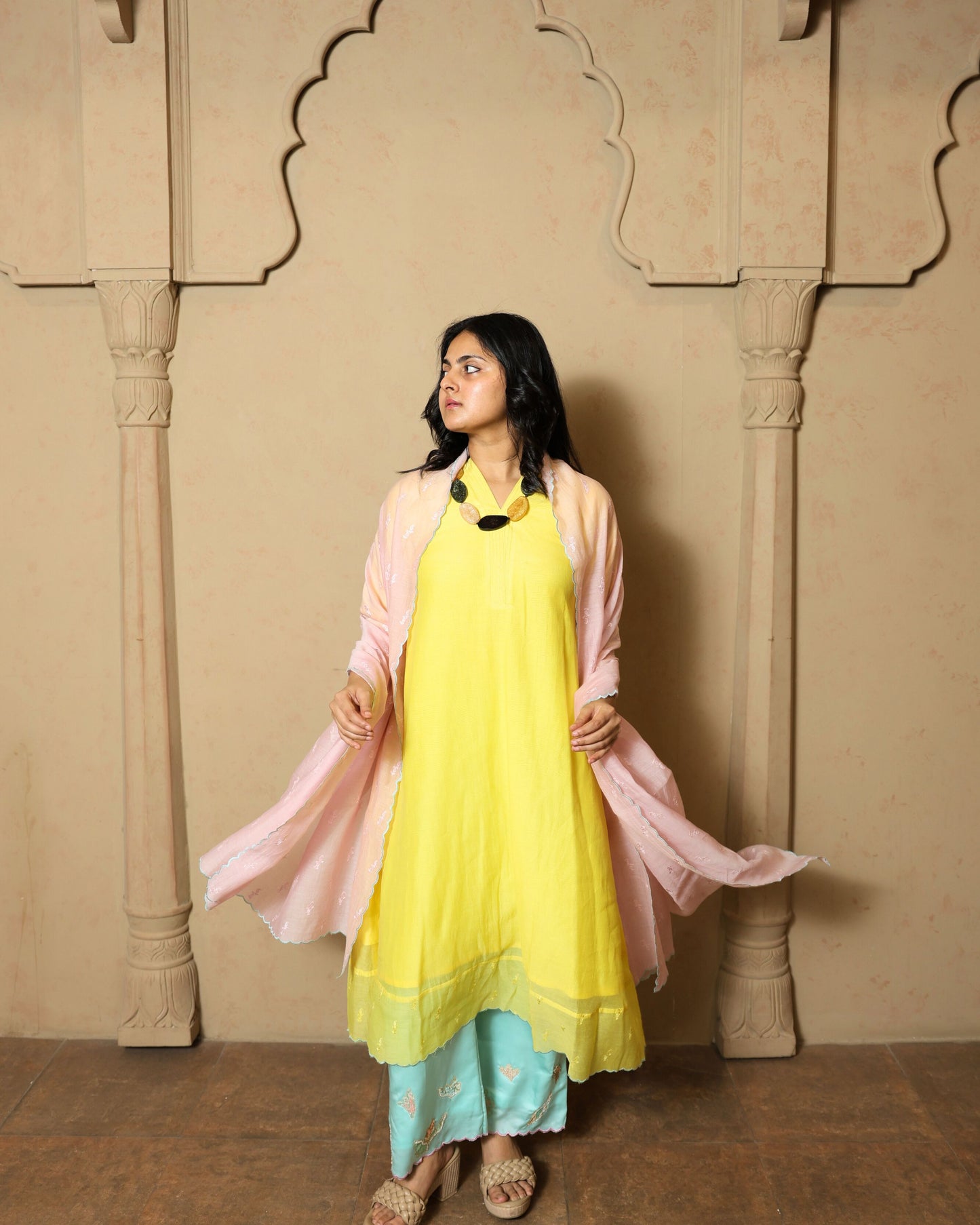 Ombre Mulmul Chanderi Anarkali