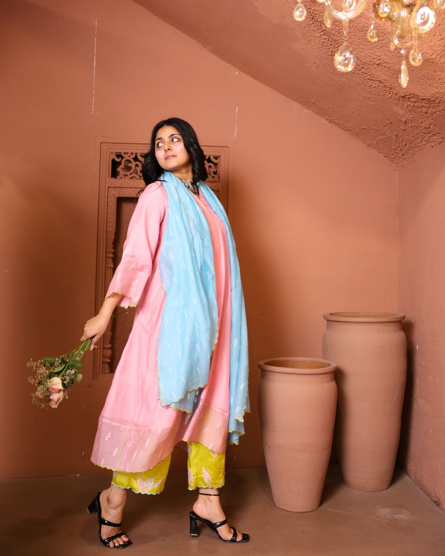 Ombre Mulmul Chanderi Anarkali