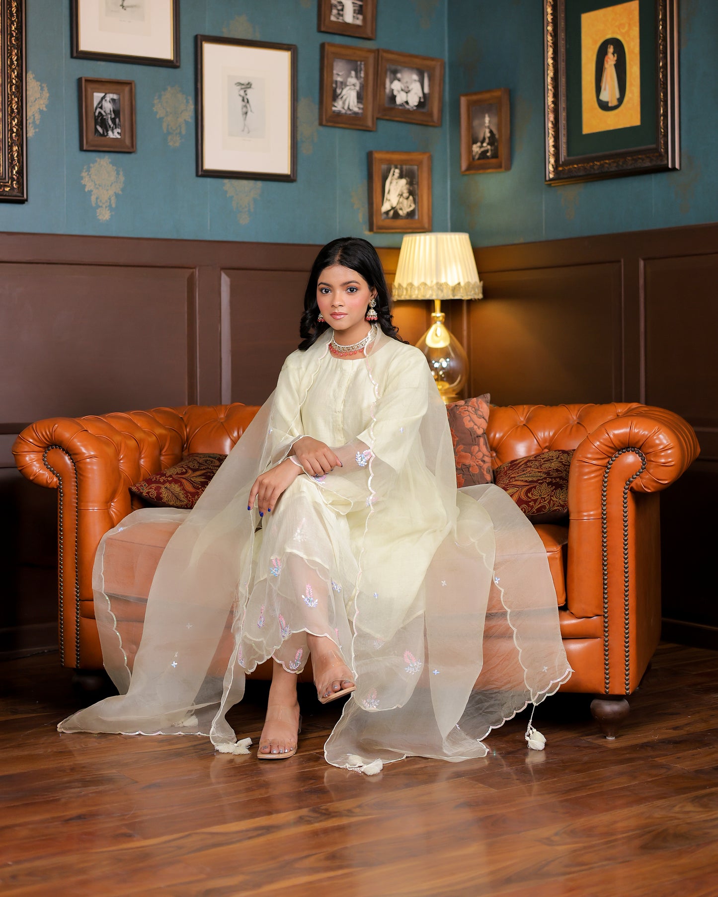 Lemon Yellow Mulmul Chanderi Kurta Set