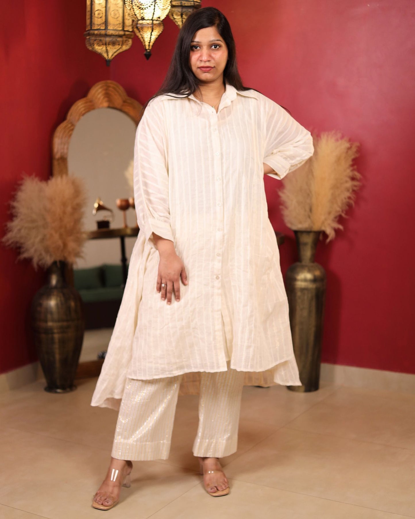 Silver white kurta with Palazzo