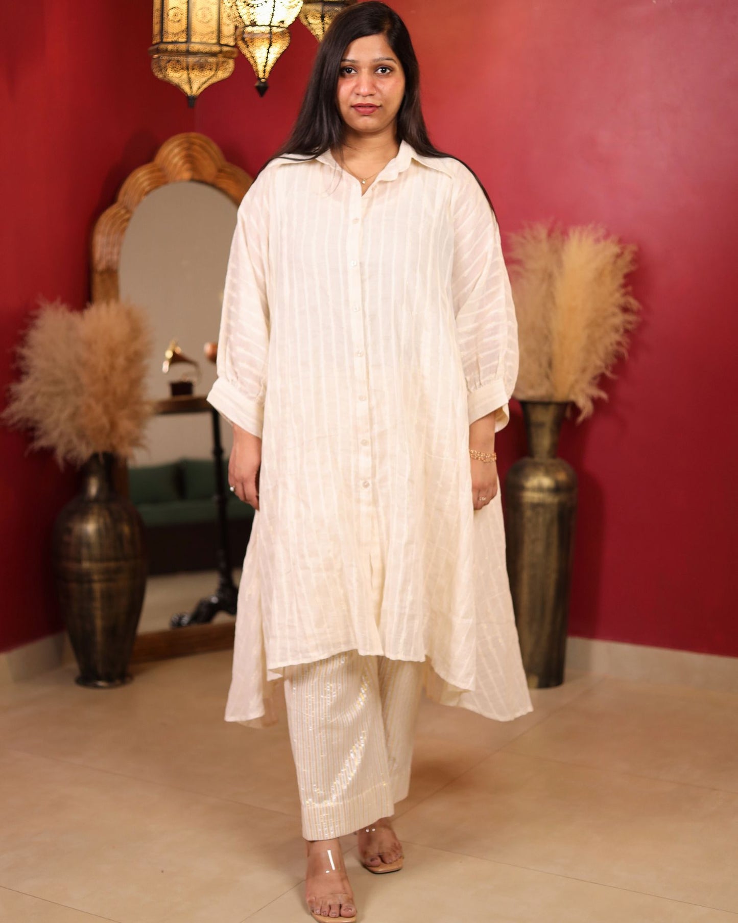 Silver white kurta with Palazzo
