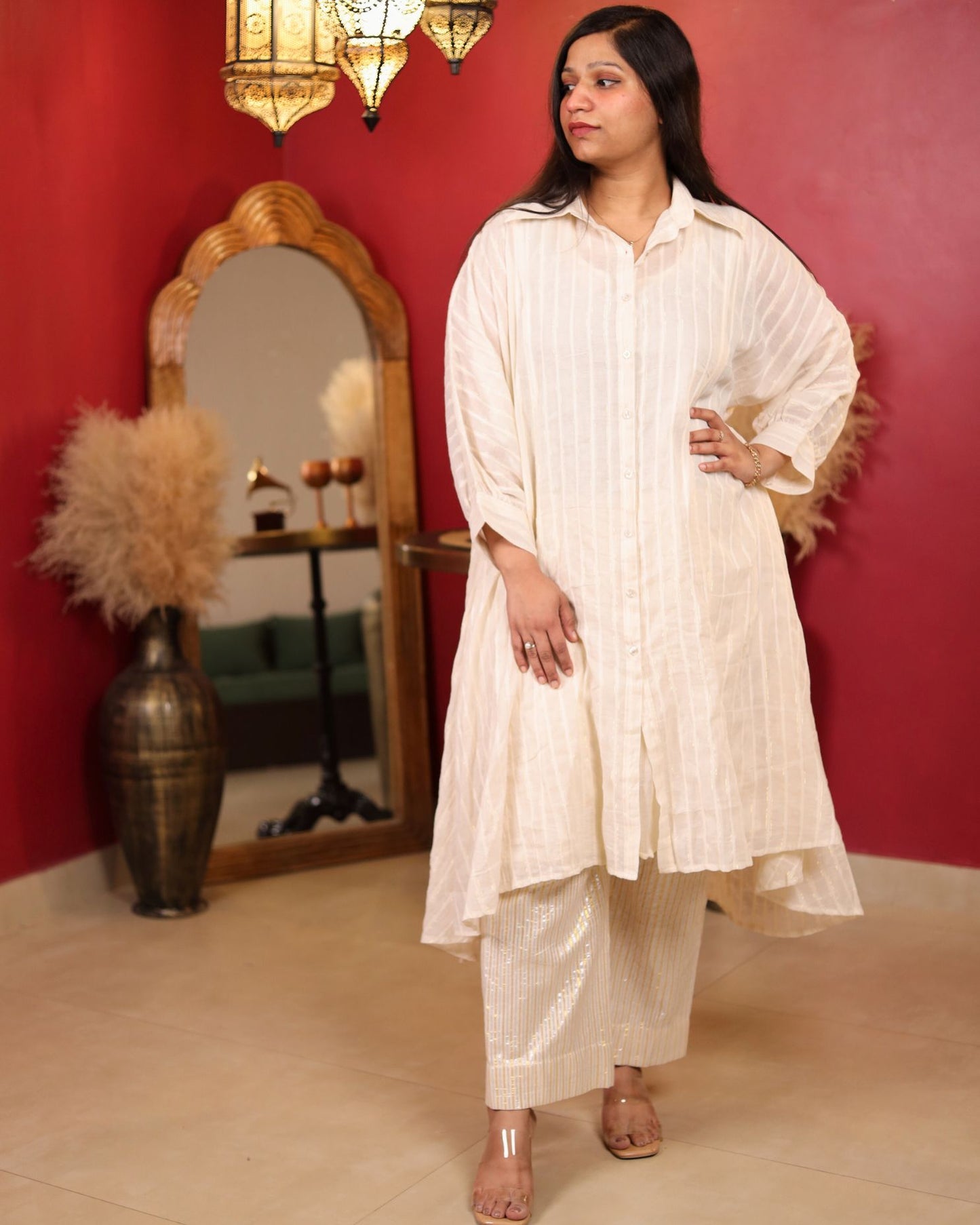 Silver white kurta with Palazzo