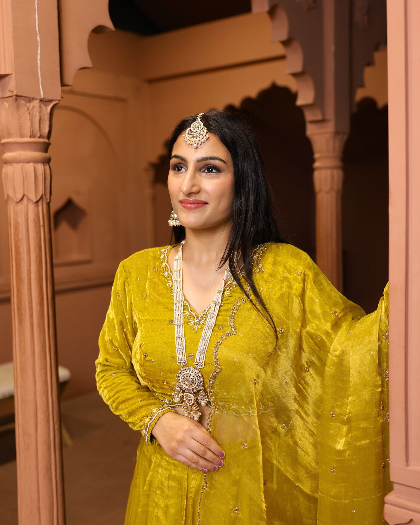 Deep Yellow Tissue Organza Lehenga with Dupatta & Blouse