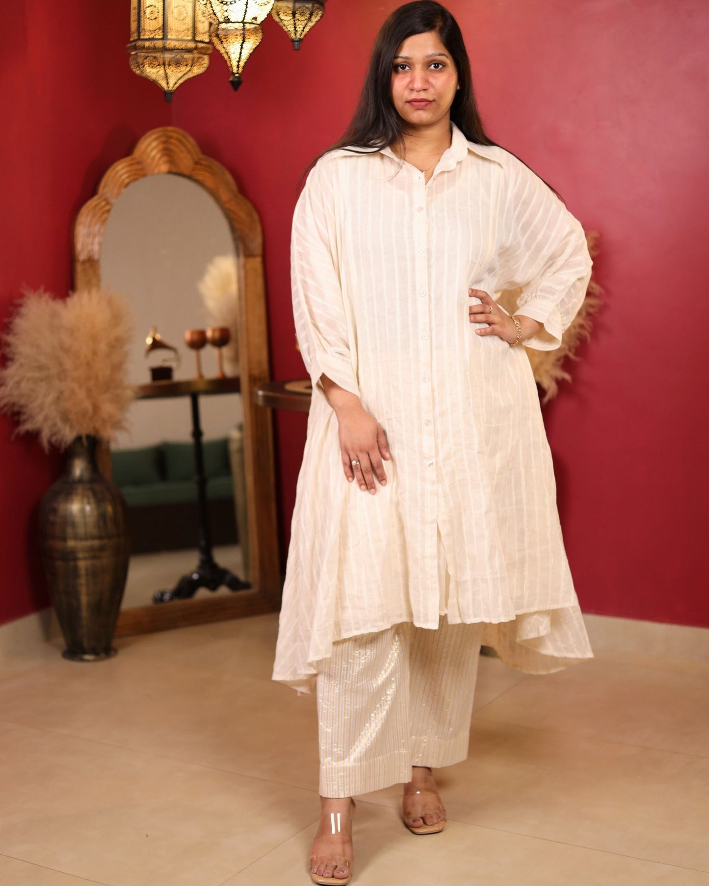Silver white kurta with Palazzo