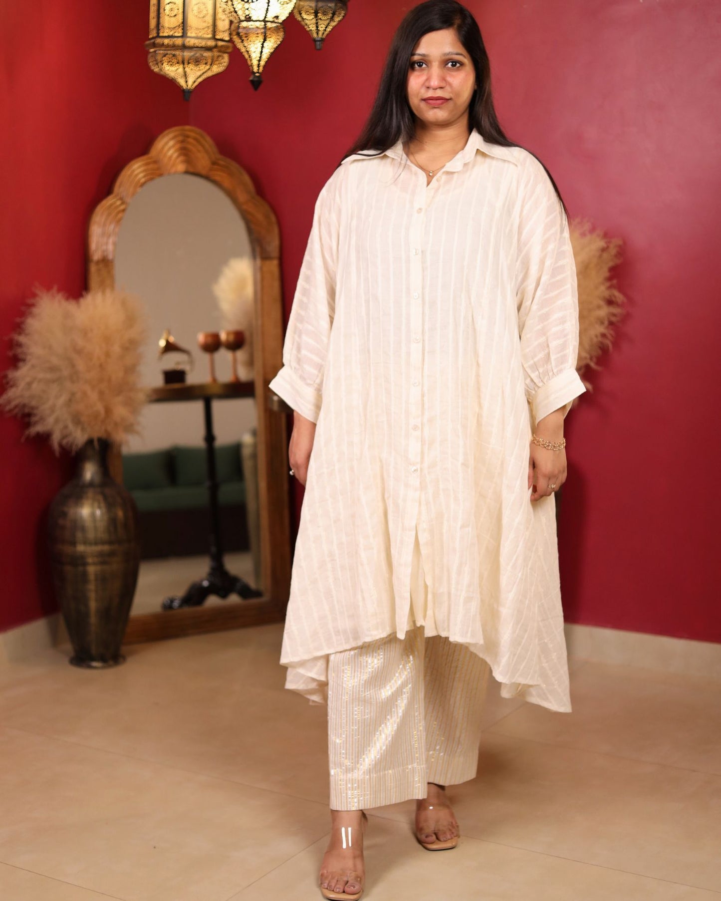 Silver white kurta with Palazzo