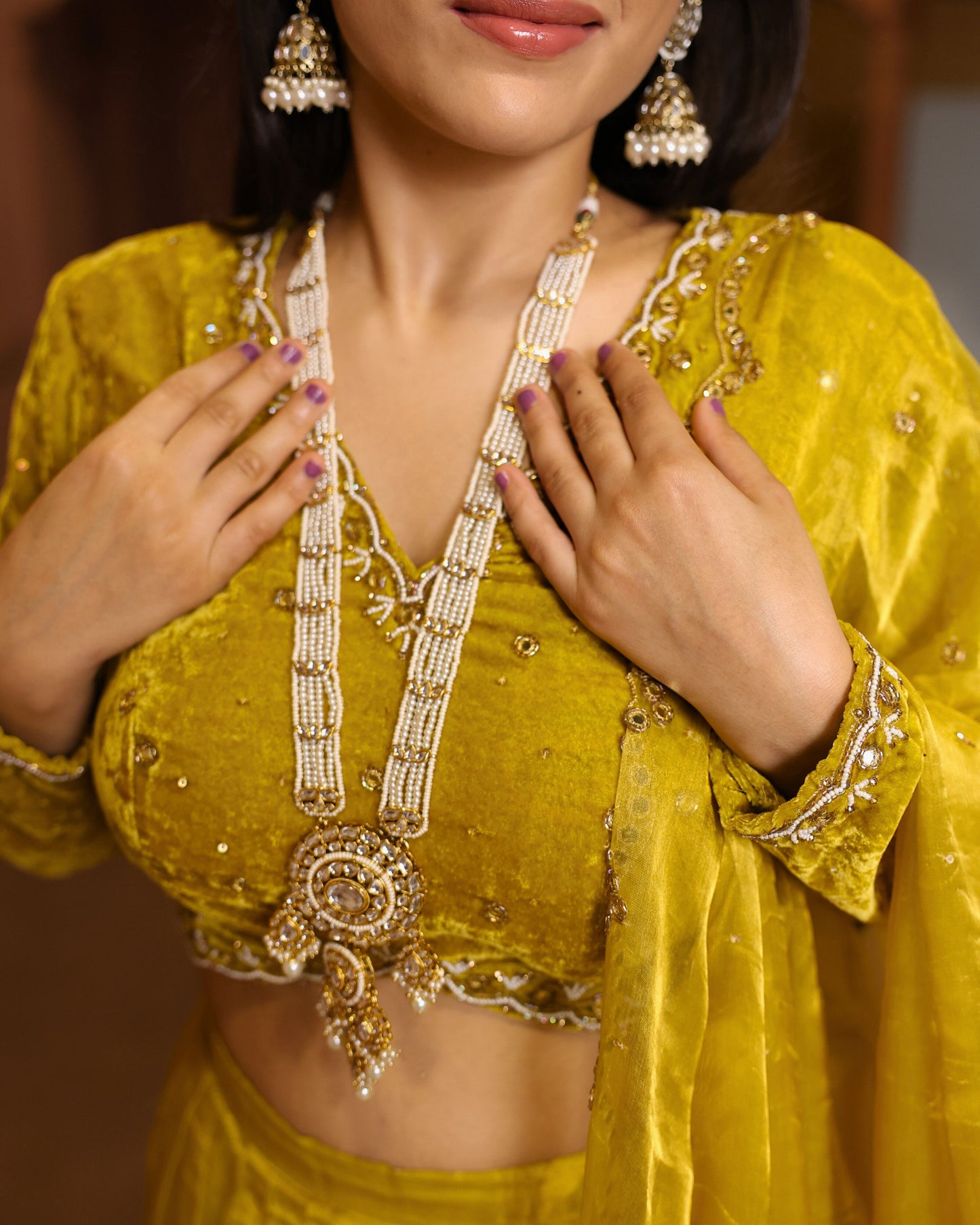Deep Yellow Tissue Organza Lehenga with Dupatta & Blouse