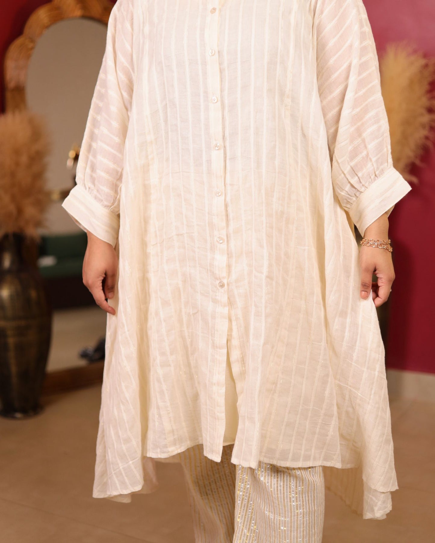 Silver white kurta with Palazzo